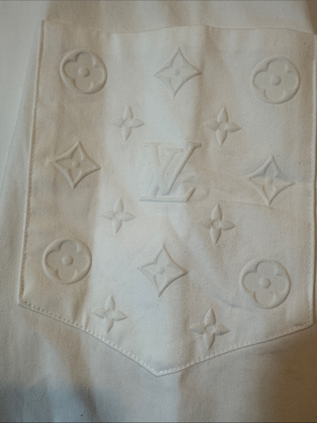 Louis Vuitton White Embroidered Monogram Pocket Shirt Jacket